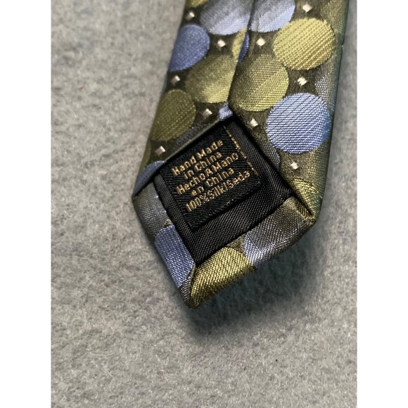 Van Heusen Extra Long Stain Resistant Tie for Men Gold Blue Polka Dot Polyester - Picture 5 of 6